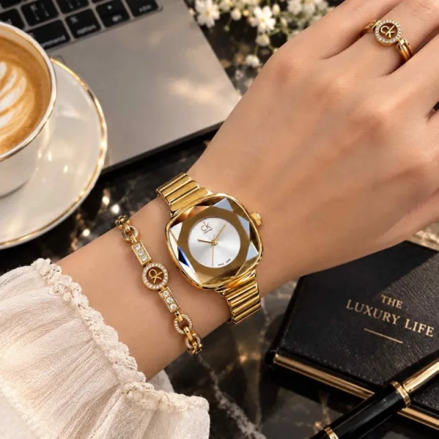 CALVIN KLINE_LADIES_GOLD-WHITE