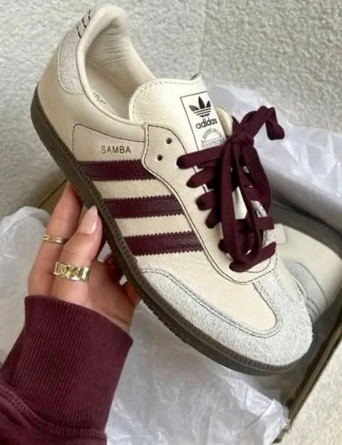 Addidas Samba OG Wonder White Maroon women fix
