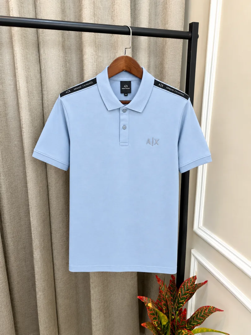 Arrwa% Exchange Blue Premium Emboss Logo & Shoulder Branding Polo T-Shirt(1562)