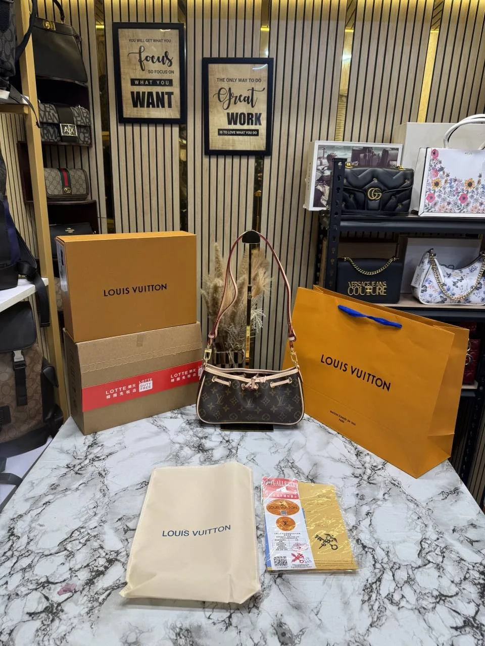 Loius Vutton Monogram Croissant PM Shoulder Bag With OG Double Box And Carry Bag - Light Brown M29537