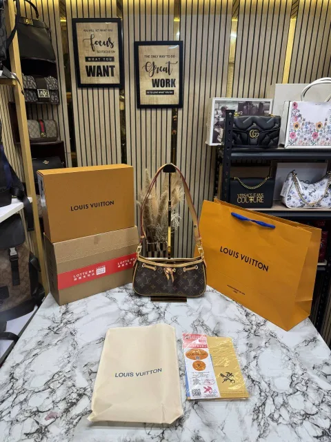 Loius Vutton Monogram Croissant PM Shoulder Bag With OG Double Box And Carry Bag - Dark Brown M29537