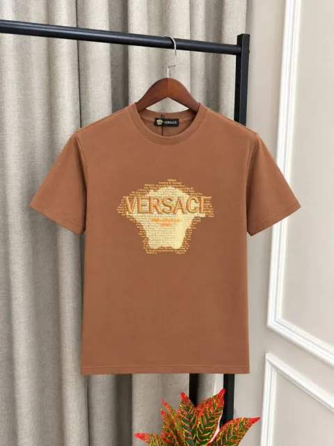 Versac_e Brown Front Emboss Logo Premium Round Neck T-Shirt(1516)