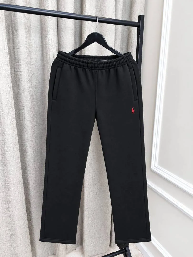 Ralp Lauren Black Imported Embroidery Logo Super Premium Track Pant with Back Pocket(1522)
