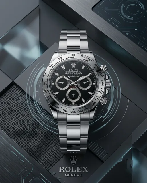 Rollex Daytona Oyster Perpetual Silver Black Dial