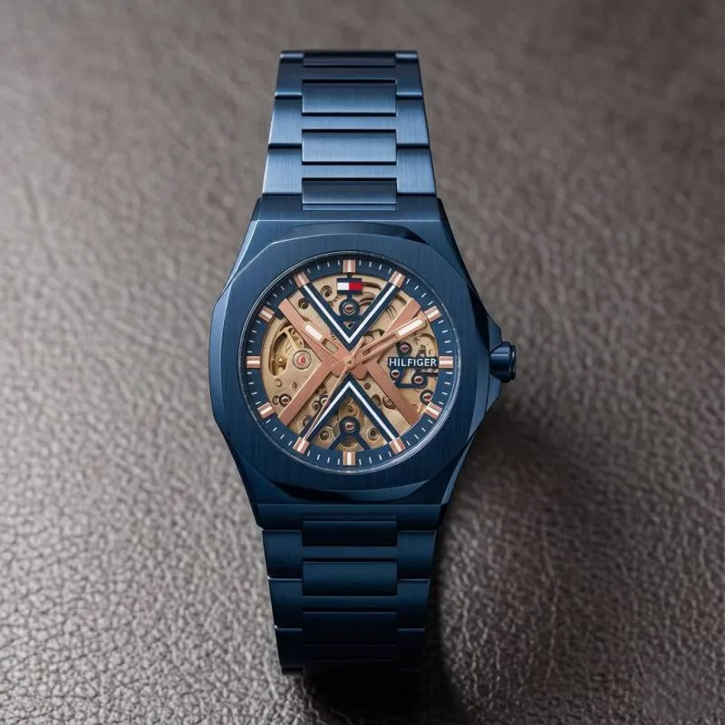 Tommmy Hilfige_r Skeleton Automatic Blue-Copper