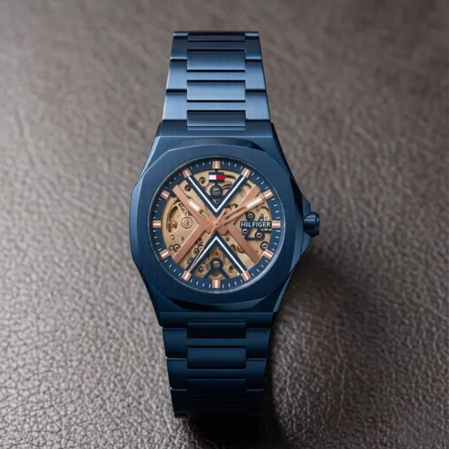 Tommmy Hilfige_r Skeleton Automatic Blue-Copper