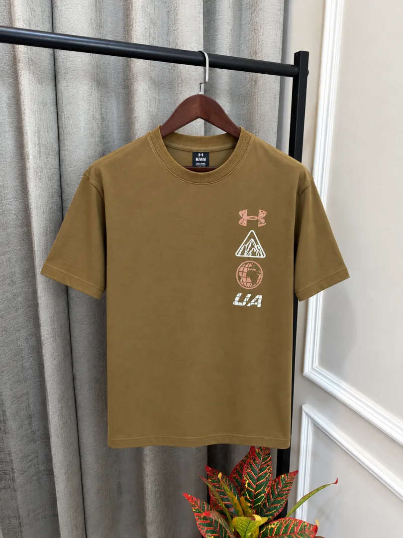 Under Armor Brown Premium Front nd Back Printed Design Round Neck T-Shirt(1559)