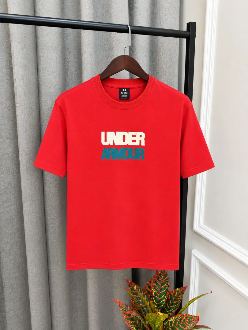 Under Armor Red Premium Front nd Back Printed Design Round Neck T-Shirt(1558)