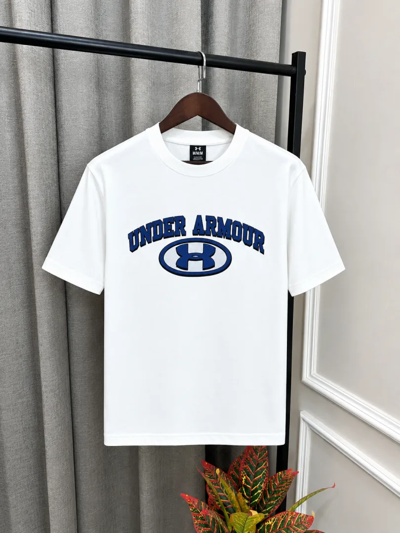 Under Armor White Premium Front Printed Design Round Neck T-Shirt(1557)
