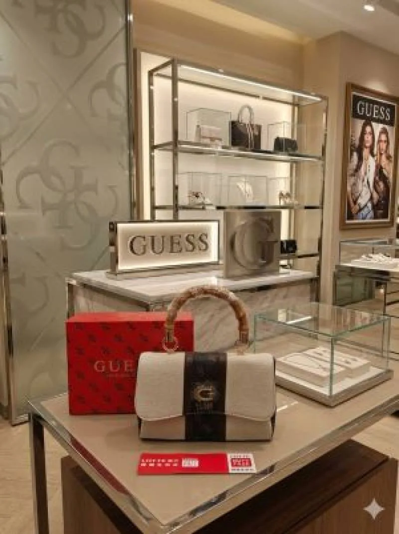 Guess Kerima Bamboo Handbag Natural Latte Logo premium quality with original box packing