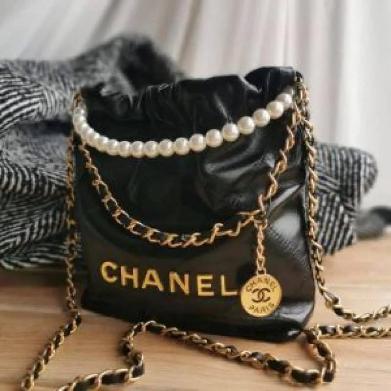 Chaanel 22 Mini drawstring shoulder bags featuring quilted leather and a signature braided chain strap Bag with box premium quality