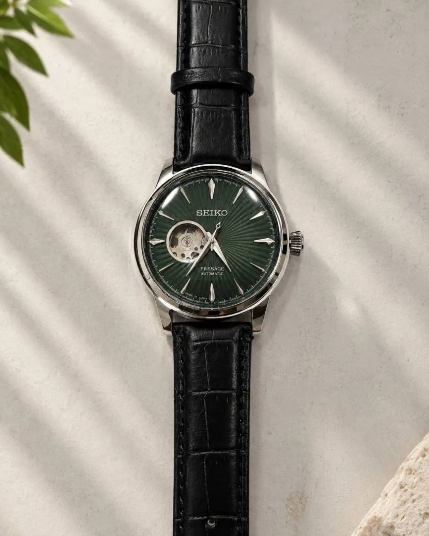 Seiko Presage Automatic Black Silver Green Dial