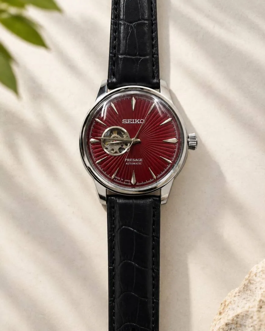 Seiko Presage Automatic Black Silver Red Dial