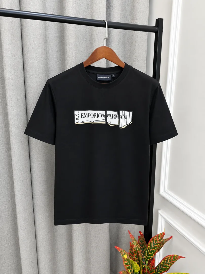 Emphorio Arrwa%! Black Front nd Back Design Premium Round Neck T-Shirt(1556)