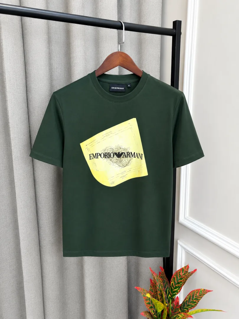 Emphorio Arrwa%! Olive Green Front Design Premium Round Neck T-Shirt(1555)
