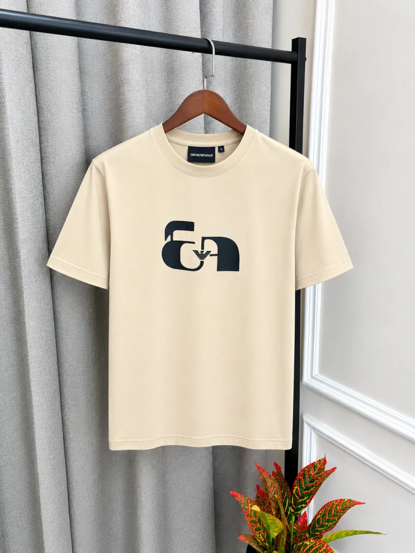 Emphorio Arrwa%! Beige Front Design Premium Round Neck T-Shirt(1554)