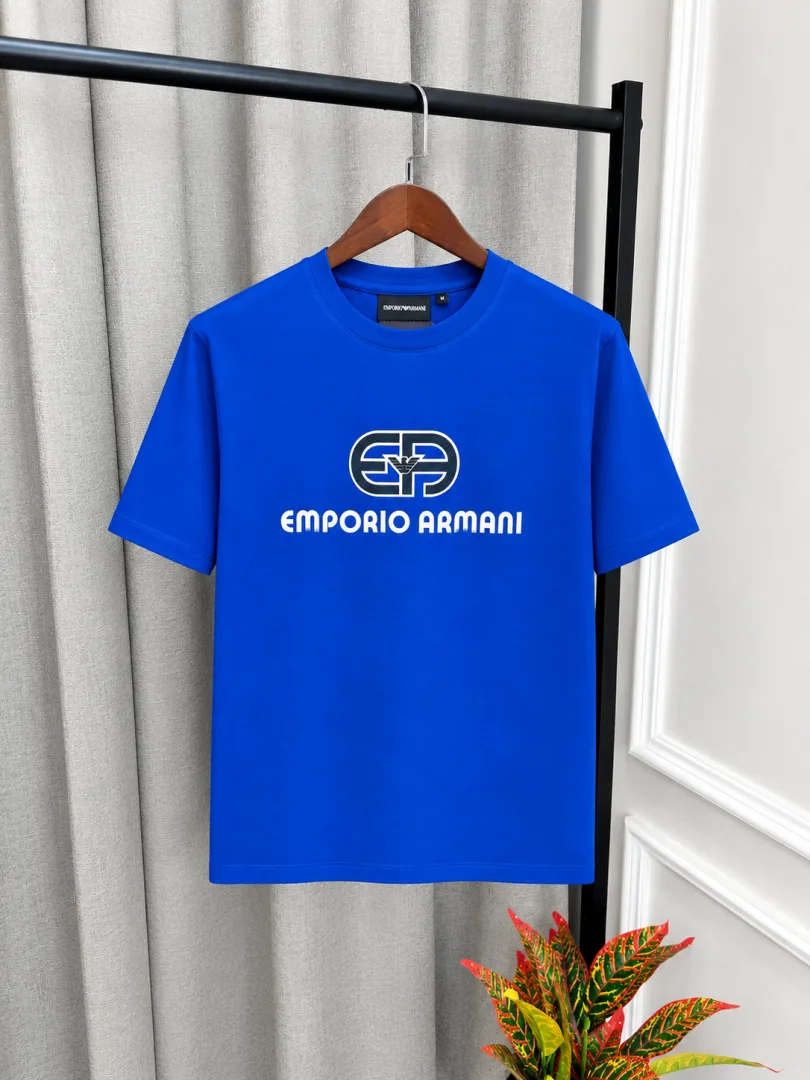 Emphorio Arrwa%! Blue Front Design Premium Round Neck T-Shirt(1553)