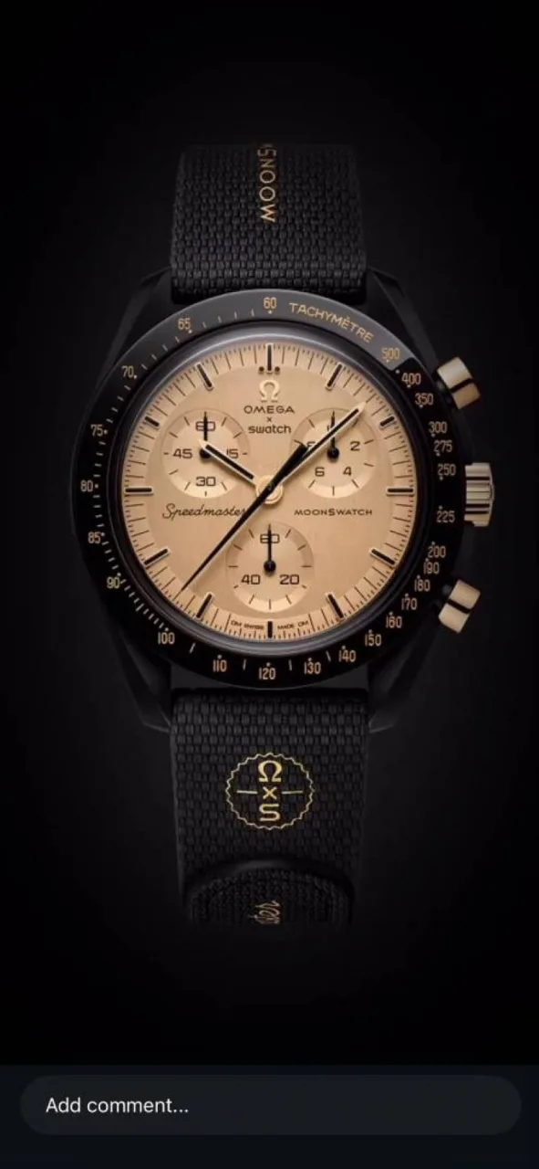Omegg_a Swach Speedmaster 1969 Black Gold