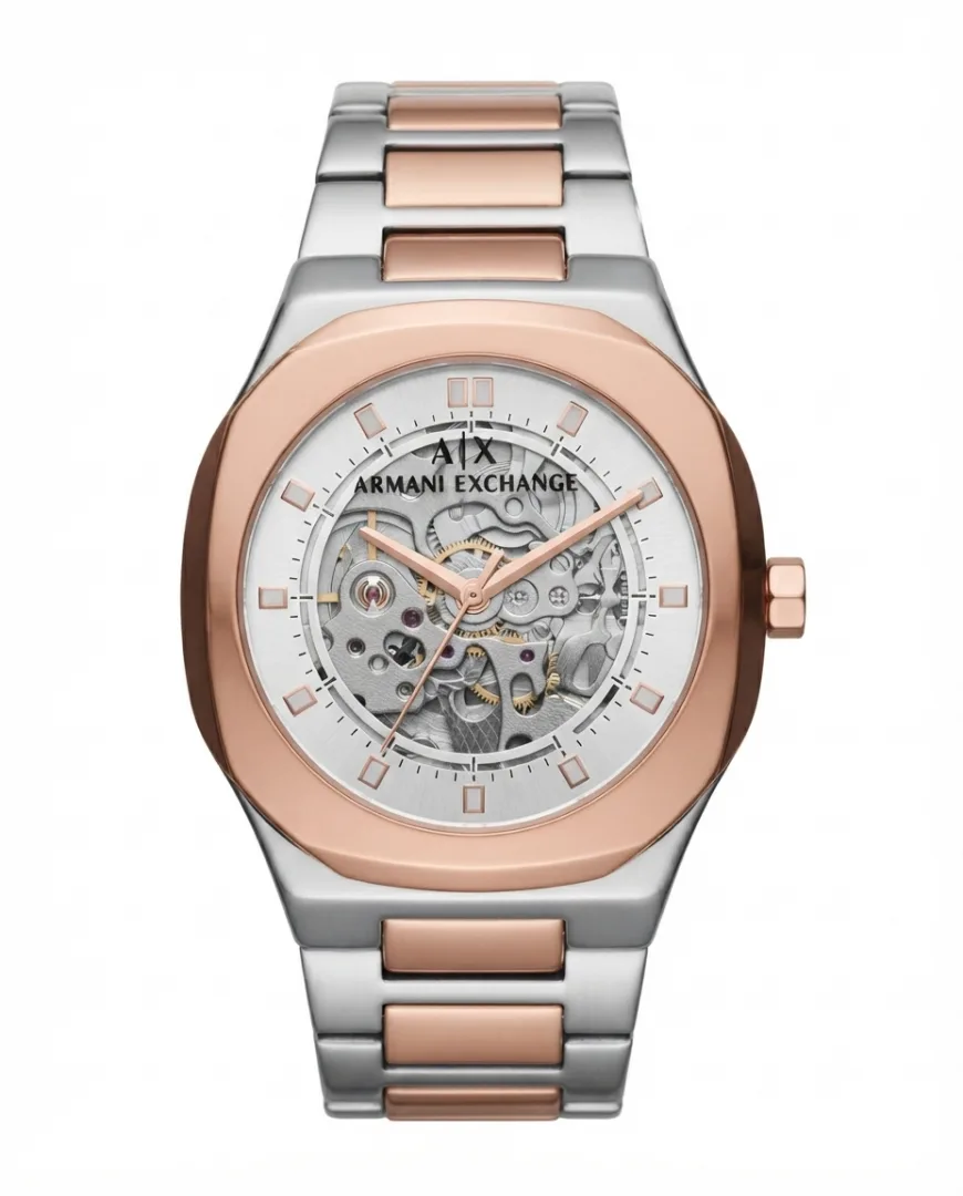 ArrWa%! Exchage Skeleton automatic Two Tone White Dial
