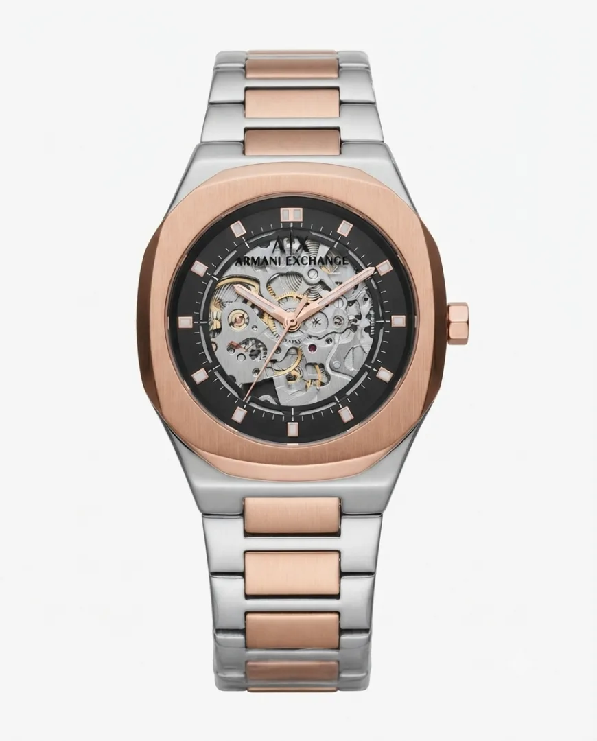 ArrWa%! Exchage Skeleton automatic Two Tone Black Dial