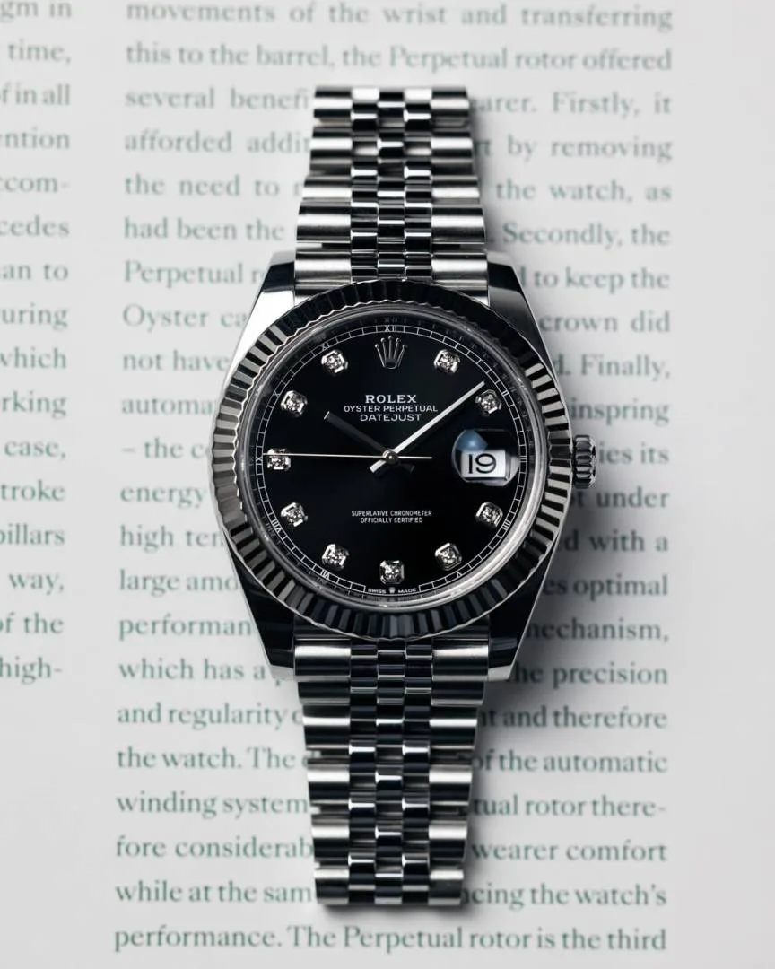 Rolee_x Oyster Perpetual Date Just Diamond Silver-Black-Diamond
