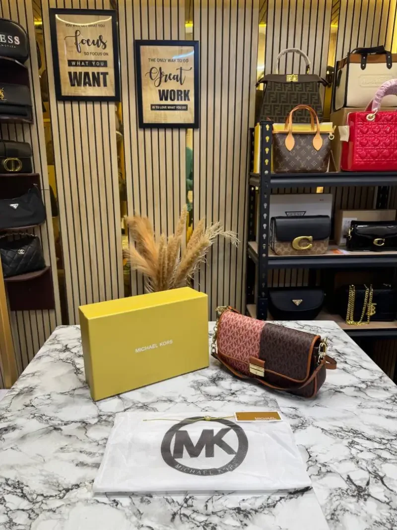 Micheal Kors Colorblock Monogram Shoulder Bag With Box And Dust Bag (Brown) (V-100815)