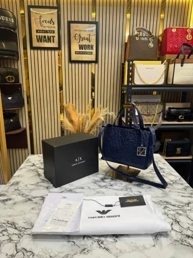 ArrWa%! Exchage Embossed Crossbody Bag With Box And Dust Bag (8808-Blue)