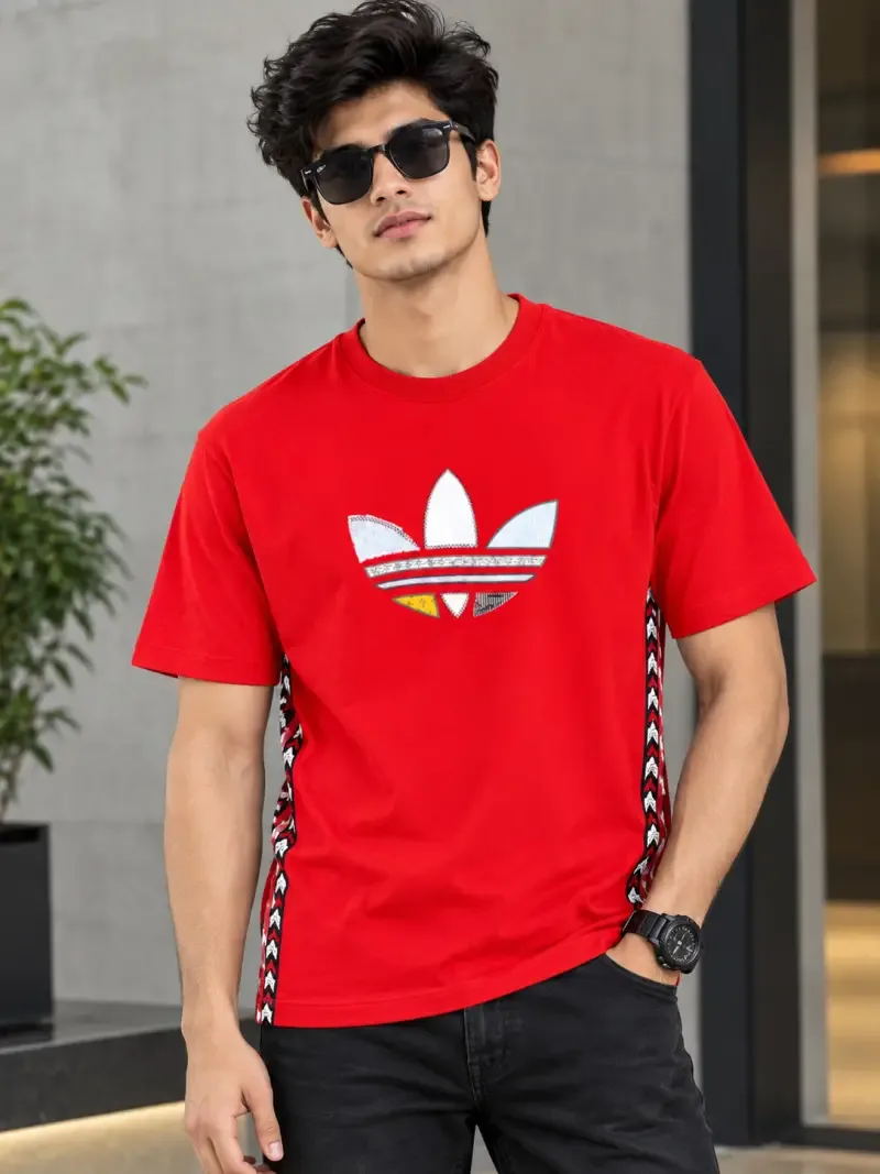 Adida Red Premium Imported HD Front Logo Store Article Round Neck T-Shirt(1513)
