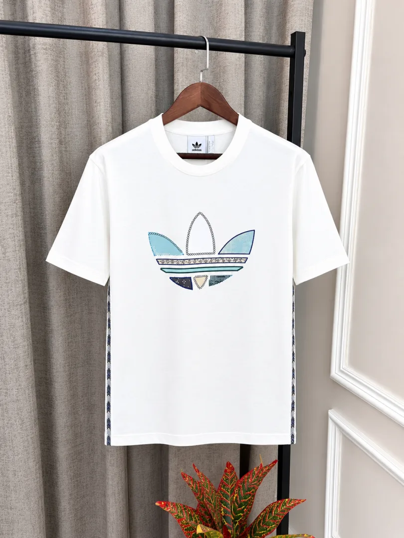 Adida White Premium Imported HD Front Logo Store Article Round Neck T-Shirt(1510)