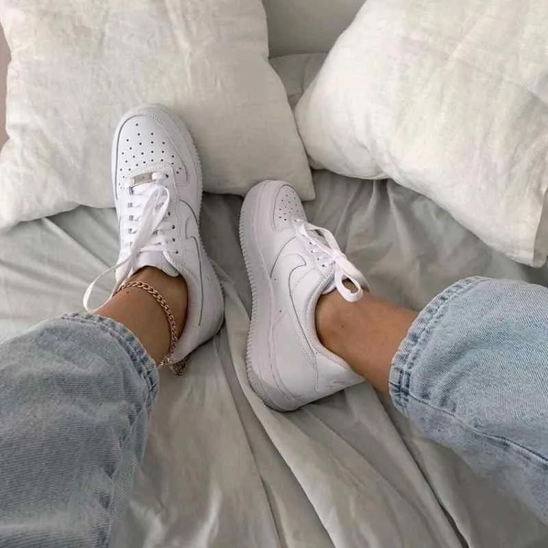 Nikkee Airforce 1 milky white pure leather For Womens