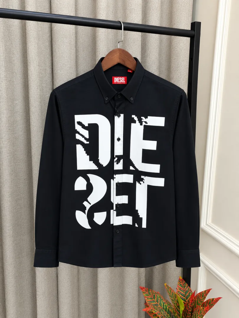 Diesal Black Premium Imported Printed Design Shirt(1529)