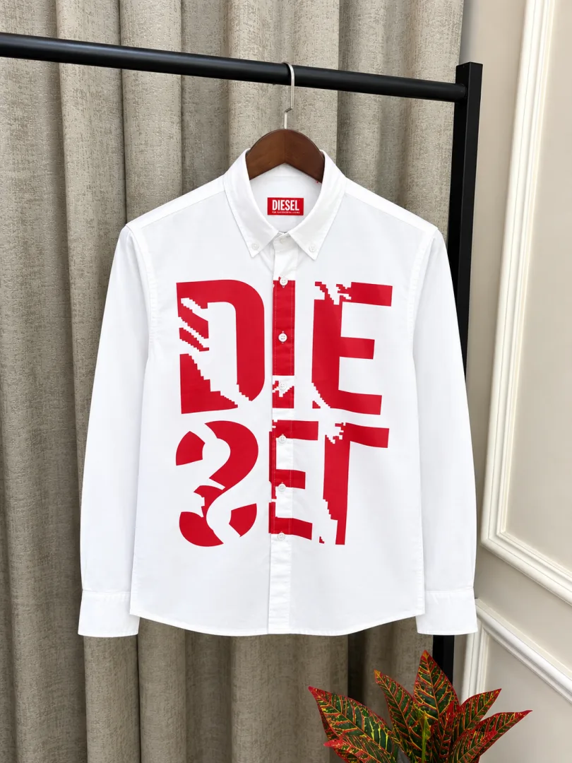 Diesal White Premium Imported Printed Design Shirt(1528)