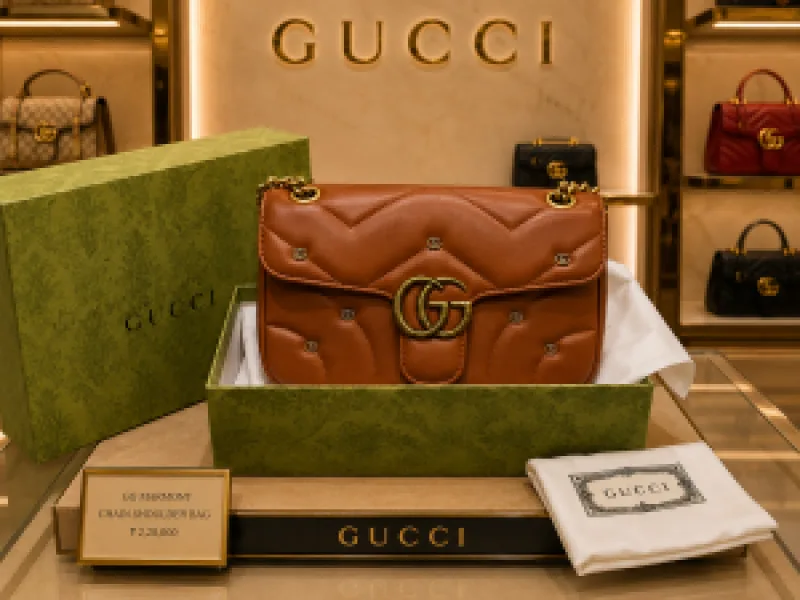 guchi GG MARMONT SHOULDER BAG WITH DUST BAG FOLDING BOX 6355