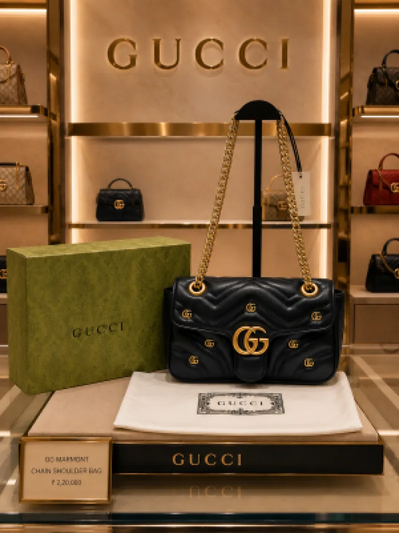 GUCHI GG MARMONT SHOULDER BAG WITH DUST BAG FOLDING BOX 6353