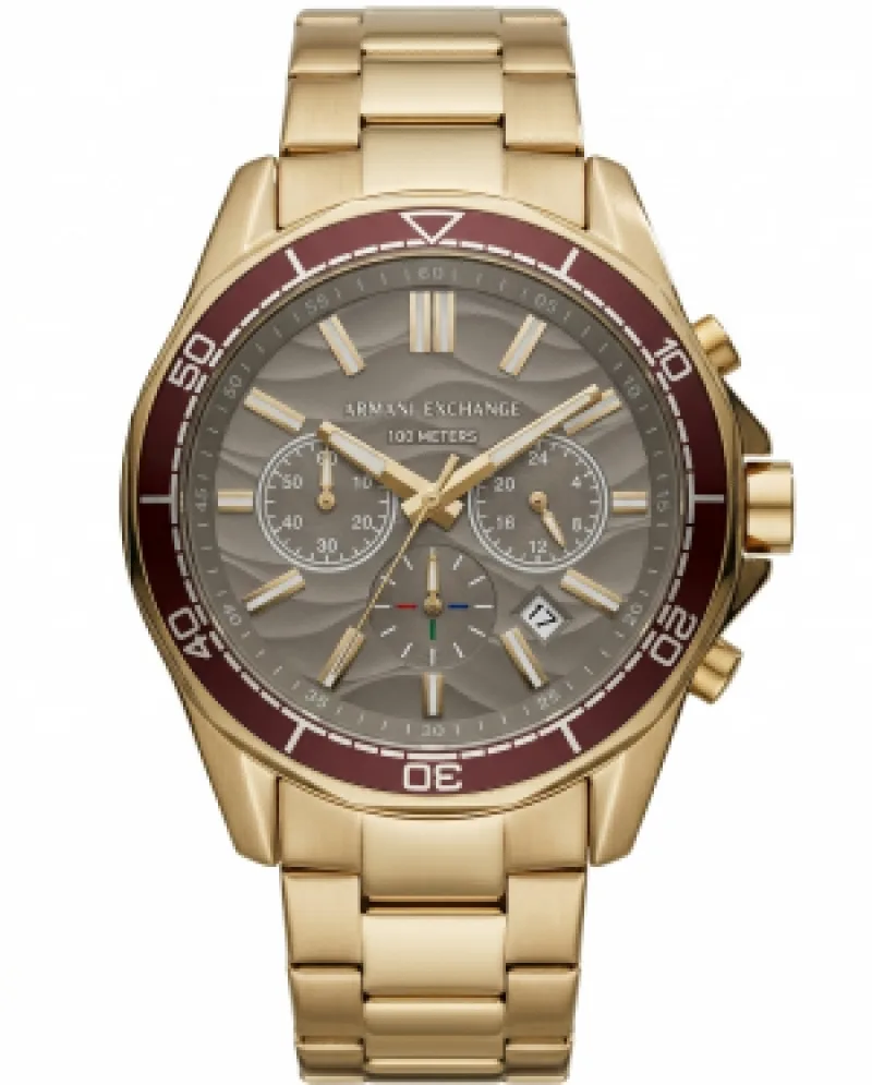 Armaani Exchange 100 Meters Golden Grey Dial