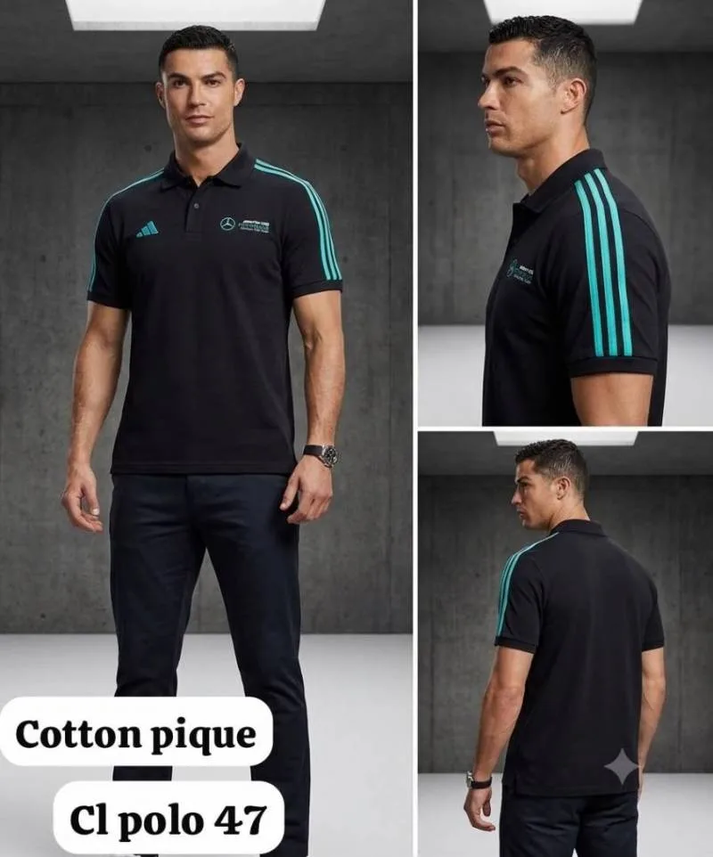 Adida X Mercedes Black Store Article Premium Polo T-Shirt(1348)