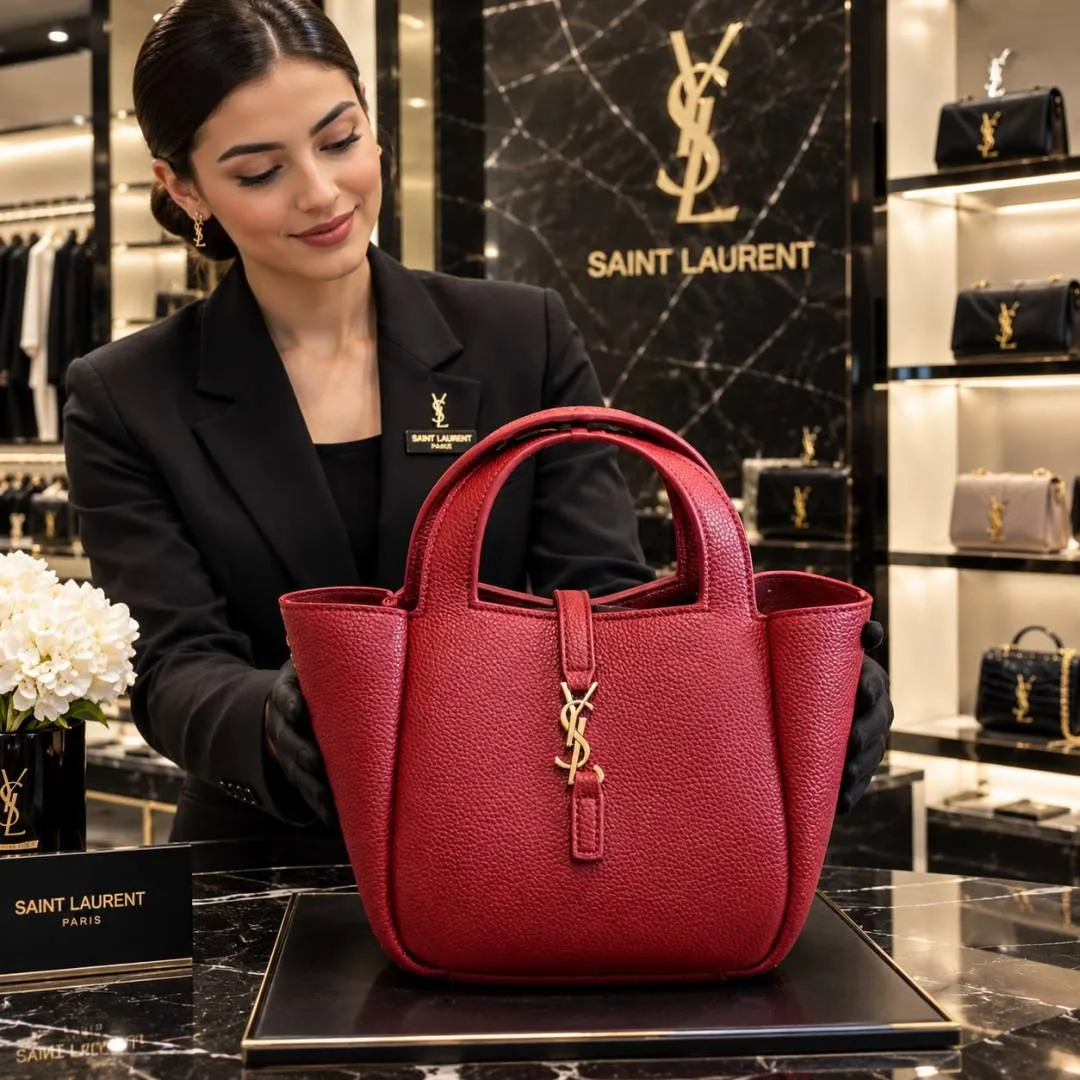 Saint Laurent Ysl Le 5 A 7 baby leather Top handle Bag With Dustbag & Carrybag Model No 693
