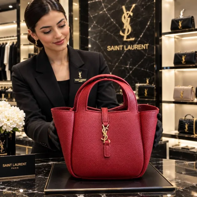 Saint Laurent Ysl Le 5 A 7 baby leather Top handle Bag With Dustbag & Carrybag Model No 693