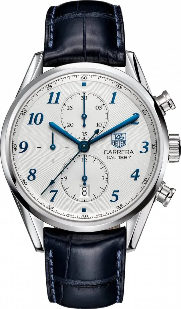 TAG Heueer Carrera Calibre 1887 Chronograph blue and white