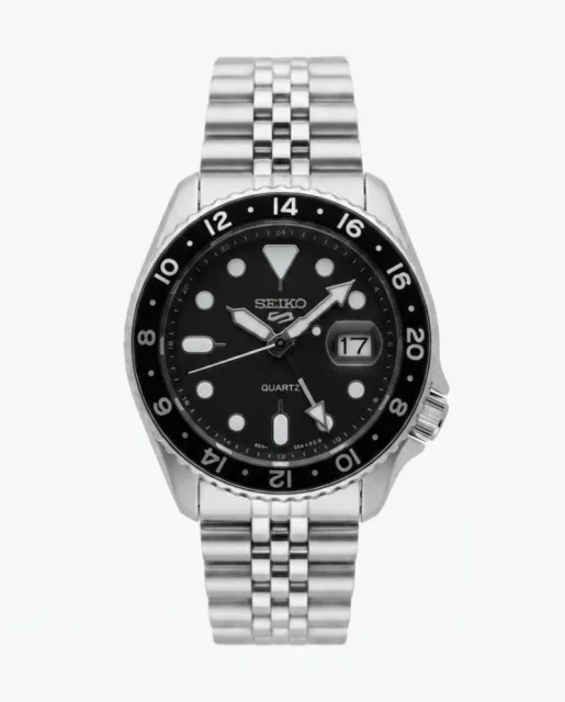 Seiko Gmt Master silver Black Dial