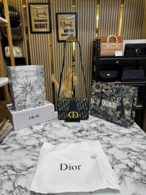 Christian Dioor Montaign Oblique Shoulder Bag With Double Og Box And Dust Bag (V06757-Blue)