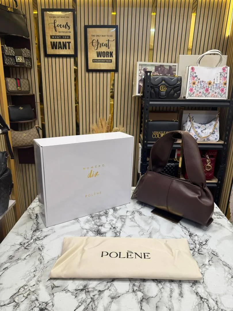 Polenne Numero Dix Leather Bag with Box And Dust Bag (Dark Brown)