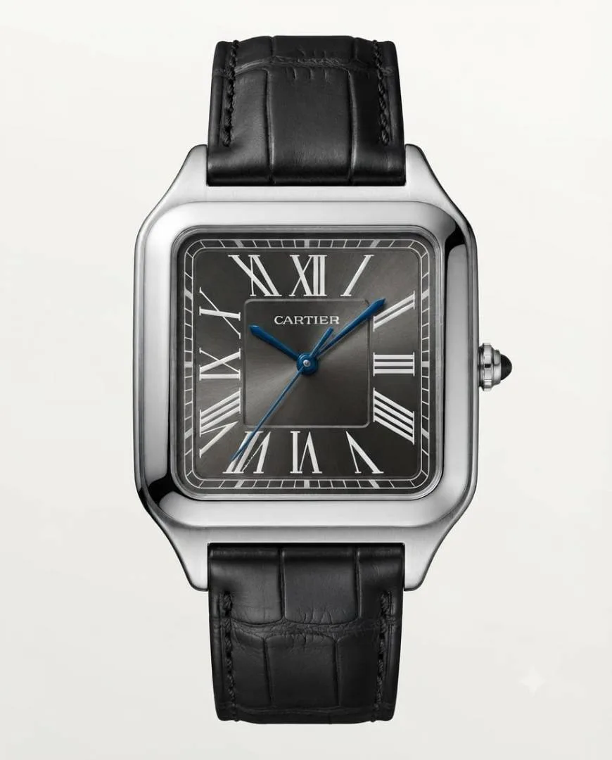 Cartiee_r Santos Dumont Square Silver Black Dial