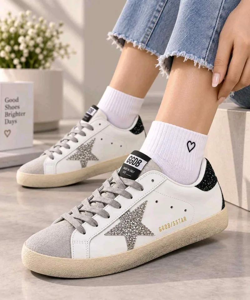Golden Goose Super Star sneakers Silver Glitter Star and Black Glitter 6210