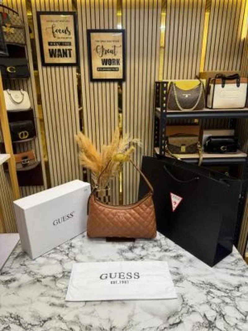 Guess Rianee Shoulder Bag With Box And Dust Bag Including Carry Bag (Brown)
