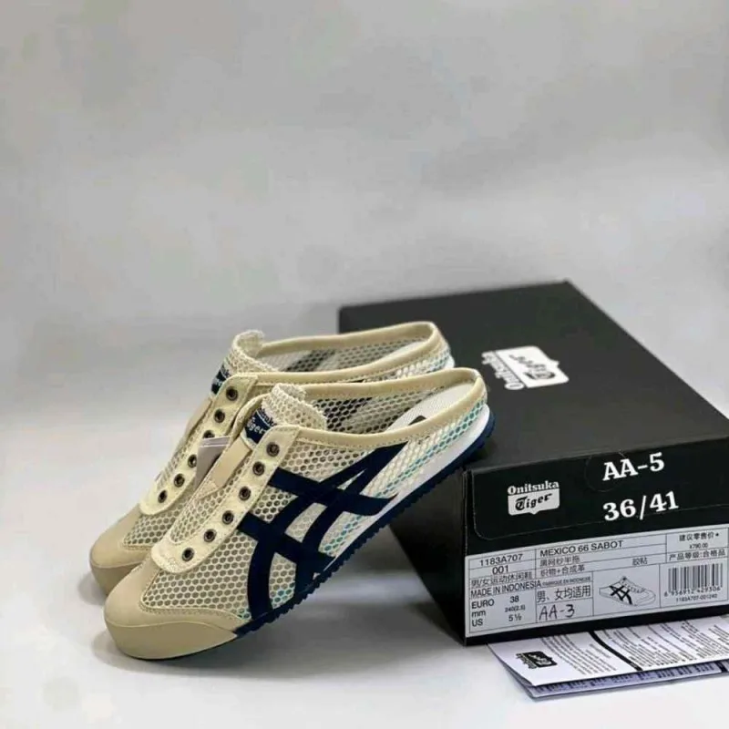 onitssukkaa tiger Mexico 66 Sabot Half Cut Cream Navy