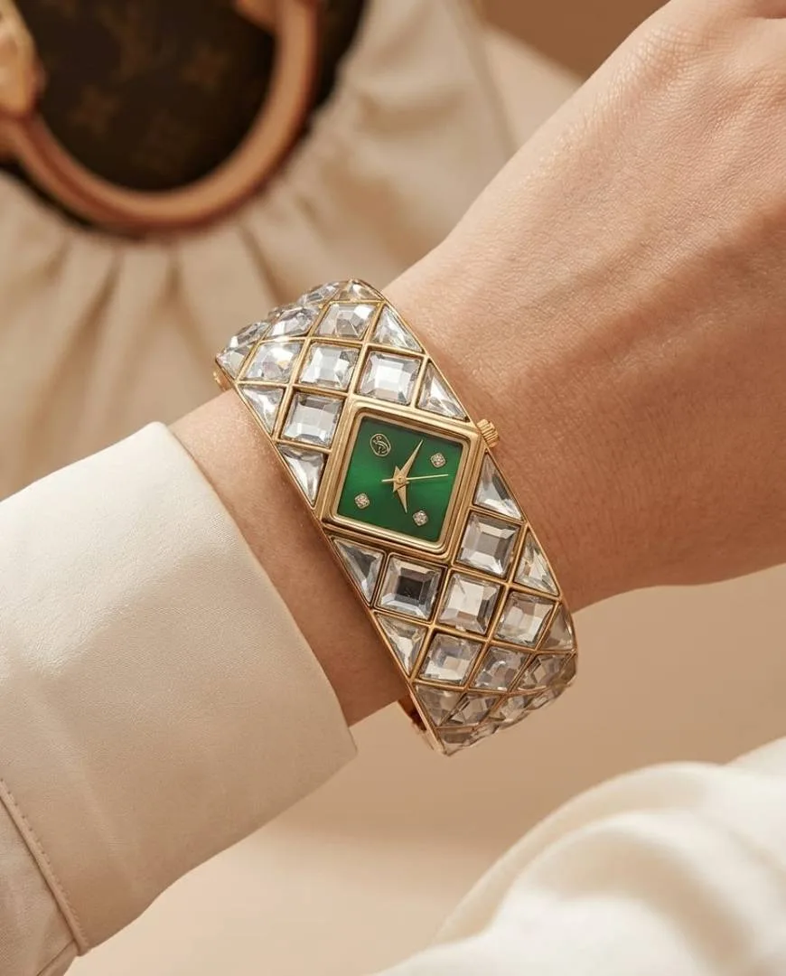 Swarovskk_i Curiosa Bangle Gold To Green