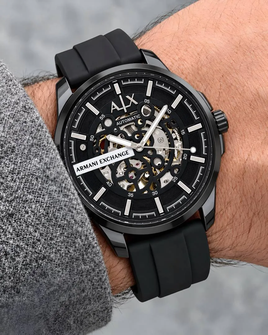 Arrwa%ni Exchange Hampton Automatic Watch AX2416 black silver