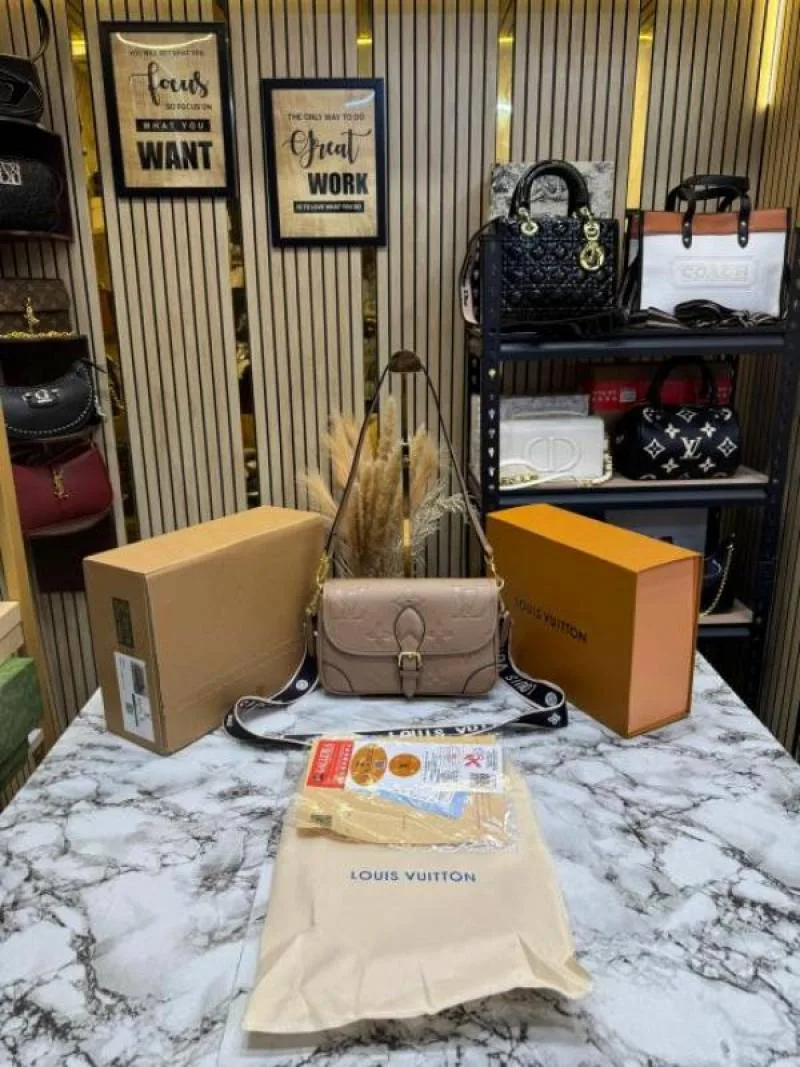 Loui Vuitton Diane Satchel Shoulder Bag With Double Og Box And Dust ba ricot