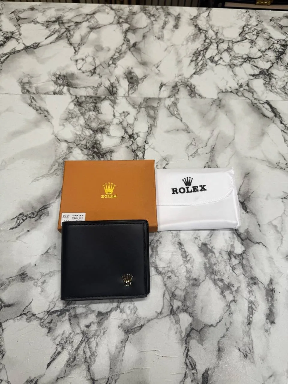 Rollex Bi-fold Leather Wallet With Box (Black-60223)